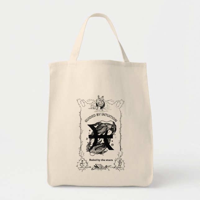 Bolso De Tela Diseño Celestial Intuición de Piscis (Frente)