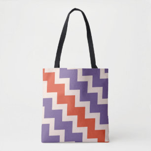 Bolso De Tela Diseño Chevron zigzag en colores naturales