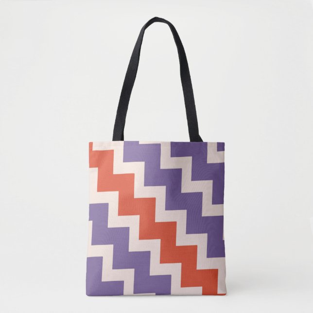 Bolso De Tela Diseño Chevron zigzag en colores naturales (Anverso)