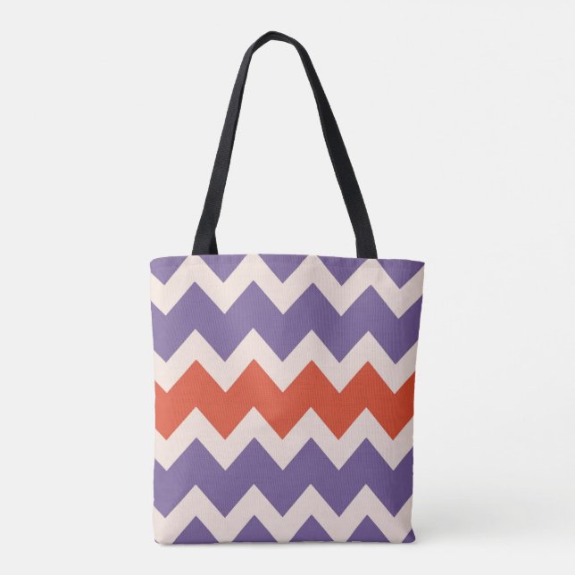 Bolso De Tela Diseño Chevron zigzag en colores naturales (Reverso)