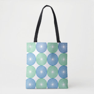 Bolso De Tela Diseño circular azul y verde