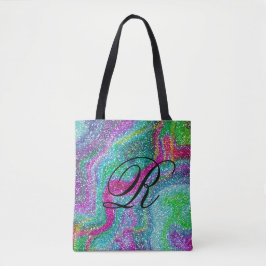 Bolso De Tela Diseño colorido Purpurinoso abstracto con monogram