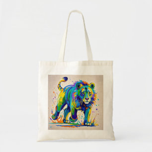 Bolso De Tela Diseño colorido y abstracto de arte animal de León