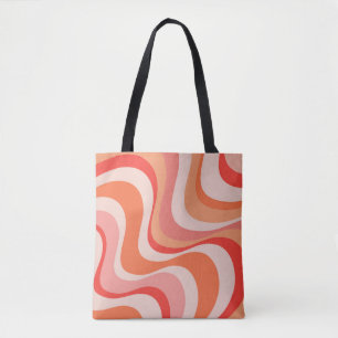 Bolso De Tela Diseño colorido y moderno de las olas retro
