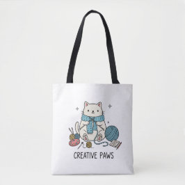 Bolso De Tela Diseño de accesorio de hobbyista de tejer gato bla