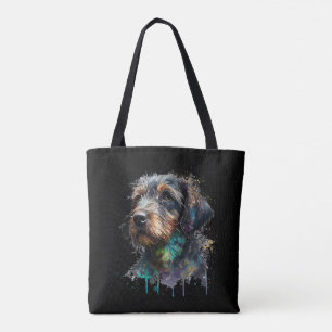 Bolso De Tela Diseño de acuarela con hilo dental en dachshund