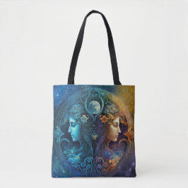 Bolso De Tela Diseño de Acuarela del Signo Zodiacal Géminis