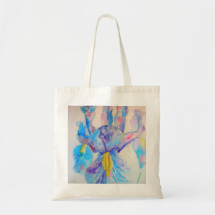 Bolso De Tela Diseño de acuarela floral de Iris azul