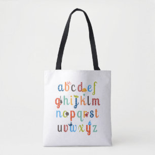 Bolso De Tela Diseño de alfabetos cúbicos