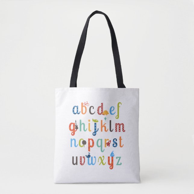 Bolso De Tela Diseño de alfabetos cúbicos (Anverso)