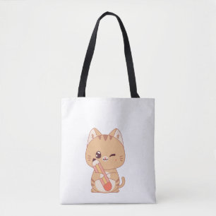 BOLSO DE TELA DISEÑO DE AMANTES DE GATOS DE CUTE CAT STUDENT