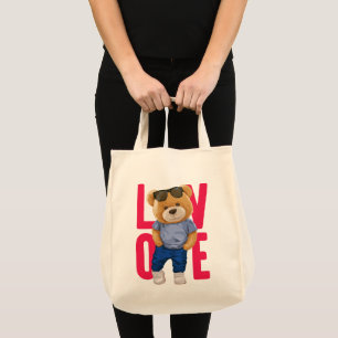 Bolso De Tela Diseño de amor de osito de San Valentín