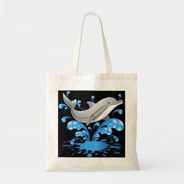 Bolso De Tela Diseño de animación delfín (Frente)