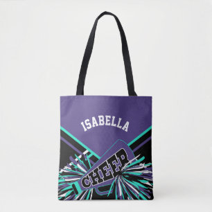 Bolso De Tela Diseño de animadora en púrpura, azul turquesa, neg