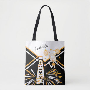 Bolso De Tela Diseño de animadores blancos, negros y dorados