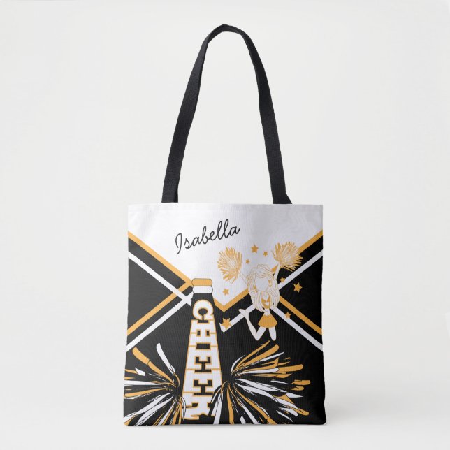 Bolso De Tela Diseño de animadores blancos, negros y dorados (Anverso)