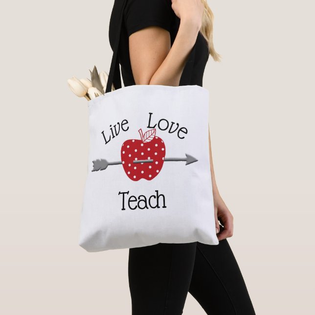 Bolso De Tela Diseño de Apple personalizado de Live-Love-Teach (Detalle)