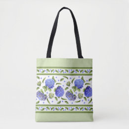 Bolso De Tela Diseño de arte botánico de flores de hidrangea azu