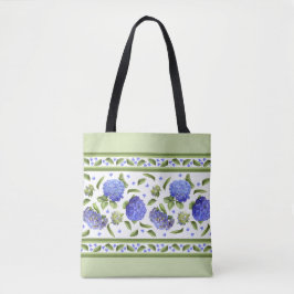 Bolso De Tela Diseño de arte botánico de flores de hidrangea azu