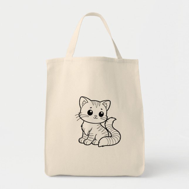 BOLSO DE TELA DISEÑO DE ARTE DE CUTE CAT (Frente)