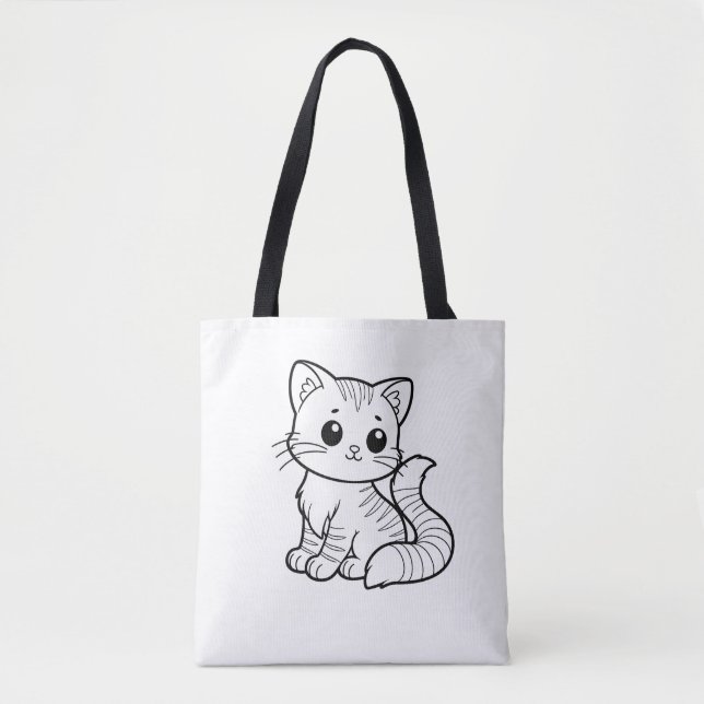 BOLSO DE TELA DISEÑO DE ARTE DE CUTE CAT (Anverso)