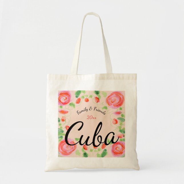 Bolso De Tela Diseño De Arte Floral Elegante (Frente)