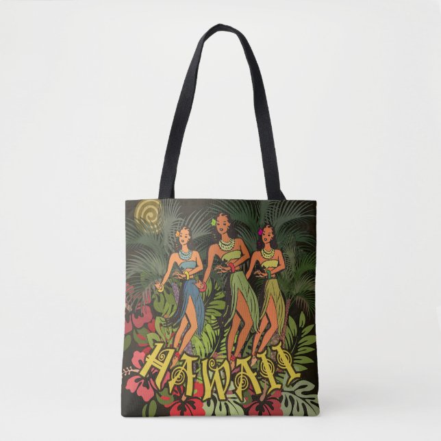 Bolso De Tela Diseño de arte Hawaii Aloha Palm Hula (Anverso)