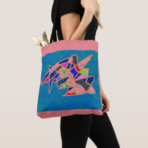 Bolso De Tela Diseño de arte rosa y azul