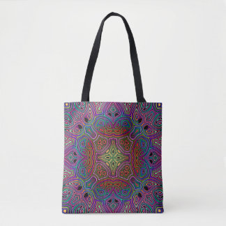 Bolso De Tela diseño de baldosas multicolores abstracto