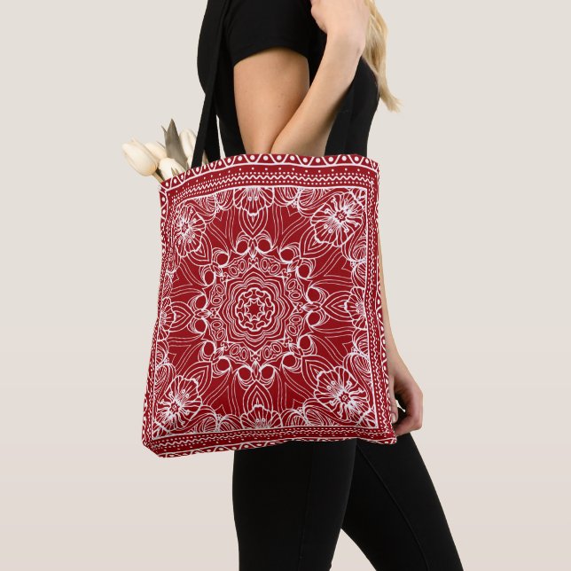 Bolso De Tela diseño de bandana roja y blanca (Detalle)