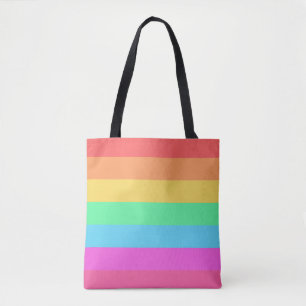 Bolso De Tela Diseño de bandas de color de arcoiris Pastel