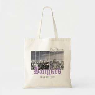 Bolso De Tela Diseño de Bangkok Skyline Vintage BKK Retro Tailan