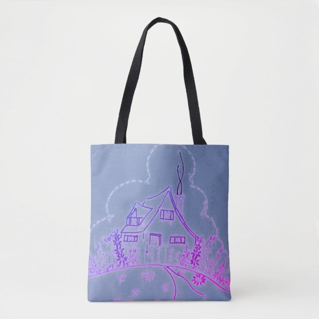 Bolso De Tela Diseño de bordado de casa (Anverso)