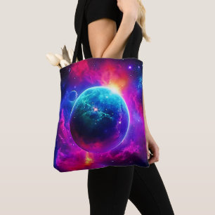 Bolso De Tela Diseño de brillo del planeta cósmico