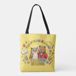 Bolso De Tela Diseño de búho y oso de maestro lindo