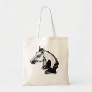 Bolso De Tela Diseño de caballos blancos y mariposas