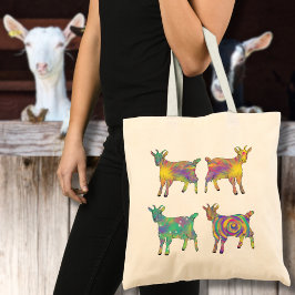 Bolso De Tela Diseño de cabras artísticas coloridas paradas sobr