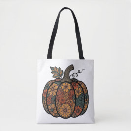Bolso De Tela Diseño de calabaza con motivos de flor otoñal
