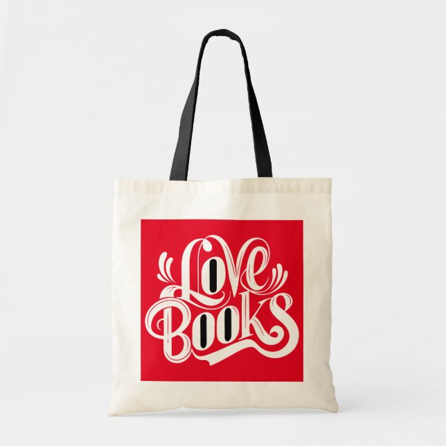 Bolso De Tela Diseño de caligrafía de libros de amor (Frente)