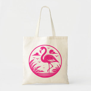 Bolso De Tela Diseño de círculo de verano de flamenco rosa-68730
