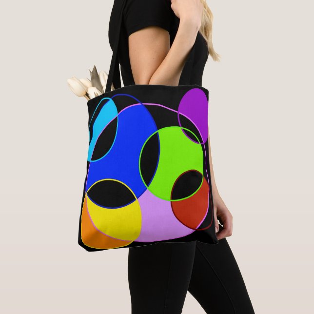 Bolso De Tela Diseño de círculos de colores arcoiris (Detalle)