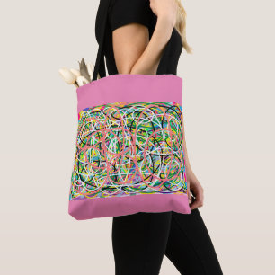 Bolso De Tela Diseño de círculos rosados de dos tonalidades