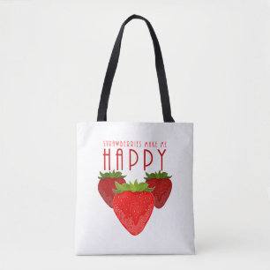 Bolso De Tela Diseño de cita de fresa linda Fruta Kawaii