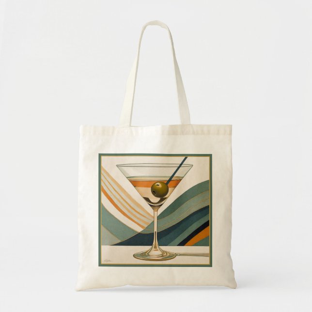 Bolso De Tela Diseño de Cocktail Martini Mid Century (Frente)