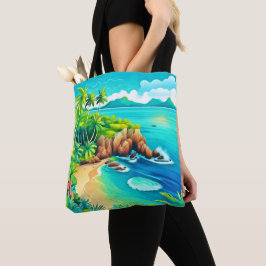 Bolso De Tela Diseño de colisiones costeras tropicales