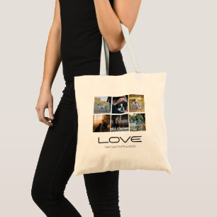 Bolso De Tela Diseño de Collage de Retrato de Familia Perro Amor