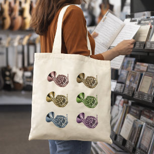 Bolso De Tela Diseño de collage de trompa francesa arcoíris