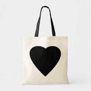Bolso De Tela Diseño de corazón de amor blanco y negro.