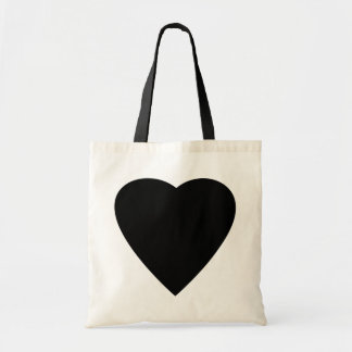 Bolso De Tela Diseño de corazón de amor blanco y negro.