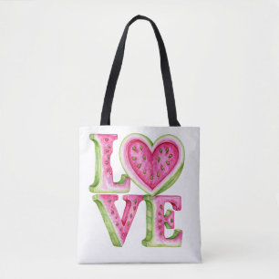 Bolso De Tela Diseño de corazón de amor de sandía linda
